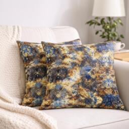 Blue Gold Marble Abstract Cushion Cover - Firework Throw Pillowcase - 18x18