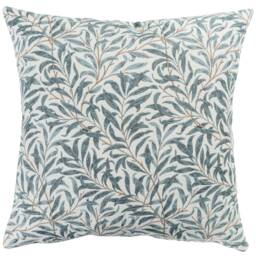 Willow Branch Tapestry Extra-Large Cushion in Duck Egg Blue. William Morris Style Botanical Leaf Print Soft 23X23 - thumbnail 3