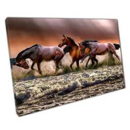 Wild Horses Canvas Wall Art - Ready To Hang D??cor For Home Office - thumbnail 1