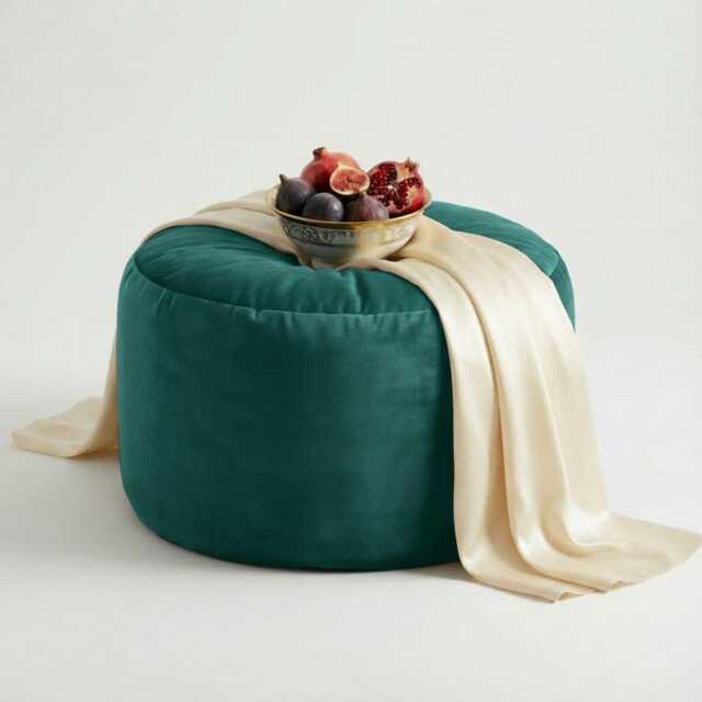 Duck Egg Plush Velvet Beanbag Ottoman Round Footstool Pouf - image 1