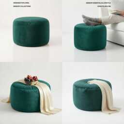 Duck Egg Plush Velvet Beanbag Ottoman Round Footstool Pouf - thumbnail 3