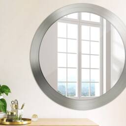 Shining Steel, Silver, Round Mirror Frame, Colorful, Glass Wall Art, Printed - thumbnail 2