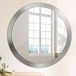 Shining Steel, Silver, Round Mirror Frame, Colorful, Glass Wall Art, Printed - thumbnail 4