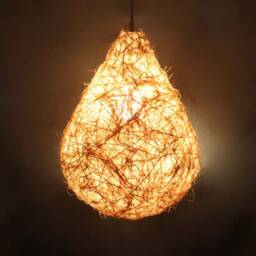 Handwoven Rattan Pendant Light, Rural Ceiling Lighting, Rustic Lampshade - thumbnail 2