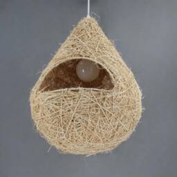 Handwoven Rattan Pendant Light, Rural Ceiling Lighting, Rustic Lampshade - thumbnail 3
