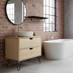 Montagu - Solid Birch Ply Wood Handmade Custom Built Bespoke Vanity Unit On Hairpin Legs