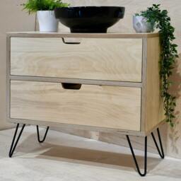 Montagu - Solid Birch Ply Wood Handmade Custom Built Bespoke Vanity Unit On Hairpin Legs - thumbnail 3