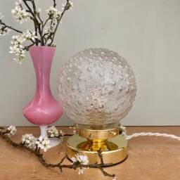 Vintage Globe Table Lamp in Molded Glass - thumbnail 2