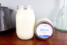 Hydrangea Soy Candle in Pint Mason Jar, Wood Wick Candle, Spring Floral Jar Hydrangea Gift - thumbnail 1
