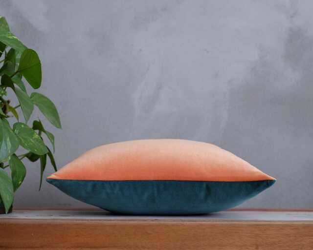 Salmon Velvet Pillow Cover, Coral Teal Pillow, Pink Cushion Solid Couch Two Sided Euro Sham, Custom Size Accent - image 1
