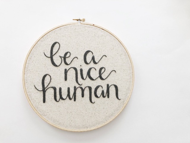 Be A Nice Human Embroidery Hoop. Wall Art. Unique Decor. Encouraging Word