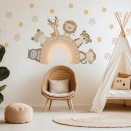 Nursery Decor Animal Wall Stickers Kids Safari Neutral Decals Baby Room - thumbnail 3