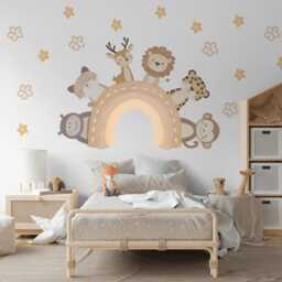 Nursery Decor Animal Wall Stickers Kids Safari Neutral Decals Baby Room - thumbnail 2