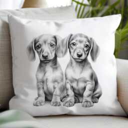 Personalised Dachshund Cushion, Gift, Pair Of Dachshund's, Home Decor, Birthday Christmas Gift - thumbnail 2