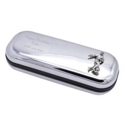 Football Design Personalised Engraved Chromed Glasses Case Box - thumbnail 2