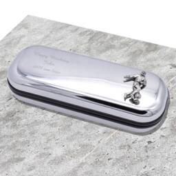 Football Design Personalised Engraved Chromed Glasses Case Box