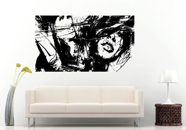 Abstract Paint Drip Splash With Girl Woman Beautiful Face Eye's Lips Poster Wall Decal Vinyl Sticker Mural Room Decor L556 - image 1