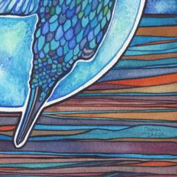 Blue Hummingbird - Print Of Watercolour Artwork Beautiful Turquoise Inca Sunset Stained Glass Full Moon Andean Andes Sun Bird Wall Art Avian - thumbnail 3