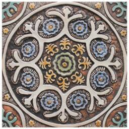 4 Handmade Ceramic Tile , Ethnic Mosaic Wall Art, Matt Blue - 30cm/11.8 - thumbnail 3