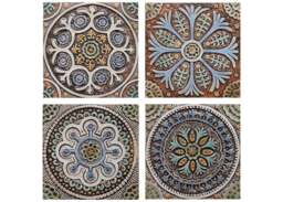 4 Handmade Ceramic Tile , Ethnic Mosaic Wall Art, Matt Blue - 30cm/11.8 - thumbnail 1