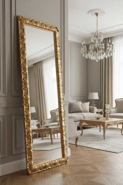 Large Classic Baroque Mirror Antique Gold Leaf cm. 68x188 - Made in Italy Full Length Mirror Victorian Style Home Furniture Item #4013 - image 1