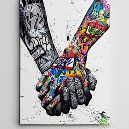 Peace Hands Graffiti Canvas Art Print Picture Wall -C586 - thumbnail 2