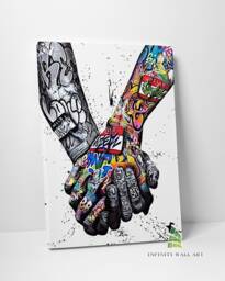 Peace Hands Graffiti Canvas Art Print Picture Wall -C586 - thumbnail 1