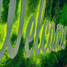 Personalised Name Led Backlight Signs With Moss Wall Art, & Wood Business Logo - thumbnail 2