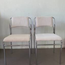 Petrol Corduroy Dining Chair With Chrome Metal Frame - thumbnail 2