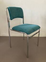 Petrol Corduroy Dining Chair With Chrome Metal Frame
