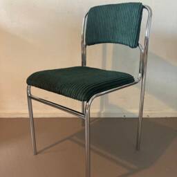 Petrol Corduroy Dining Chair With Chrome Metal Frame - thumbnail 3