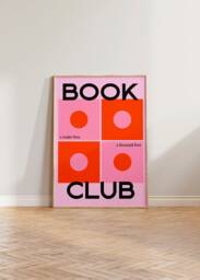 Retro Wall Art, Book Prints, Club Reading Poster, Pink Neutral Living Room Lovers Gift, Readers Print, Colourful - thumbnail 1