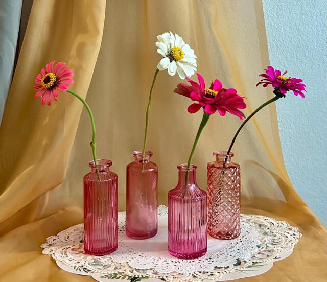 Pink Glass Bud Vases - Vintage-Inspired Mini Vessels, Choose Your Style Or Full Set - image 1