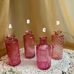 Pink Glass Bud Vases - Vintage-Inspired Mini Vessels, Choose Your Style Or Full Set - thumbnail 3