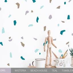 Terrazzo Pattern Wall Decals - Abstract Decor, Modern Art, Decal Set, Unique Home Gift For Home, 90S Style Decor - thumbnail 2