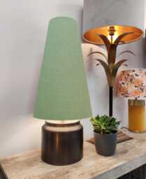 Sage Green Extra Tall Cone Lampshade in Linen, 50cm Height - thumbnail 1