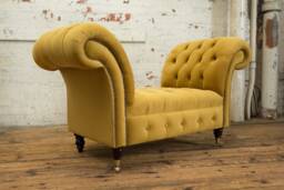 British Handmade Mustard Velvet Chesterfield Bed End Chaise/Window Seat