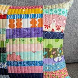 Quilted Pillow Cover, Pink Princess Cover 12x12, Patchwork Sham, Gifts For Girls, Accent - thumbnail 2