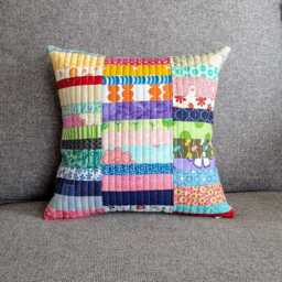 Quilted Pillow Cover, Pink Princess Cover 12x12, Patchwork Sham, Gifts For Girls, Accent - thumbnail 1