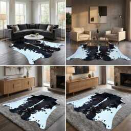 Authentic Large Brown & White Cowhide Rug - Statement Piece For Sophisticated Decor - 57x62 Inches - thumbnail 3