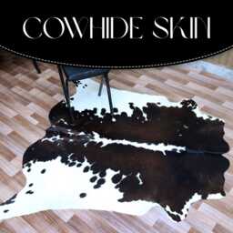Authentic Large Brown & White Cowhide Rug - Statement Piece For Sophisticated Decor - 57x62 Inches - thumbnail 4