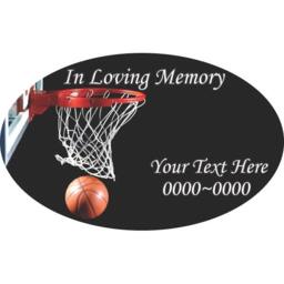 Basketball in Loving Memory Full Color Oval 011 Custom Vinyl Wall Decal Or Car Sticker - Ilmfullcoloroval011Et