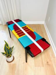 Hand-Woven Entryway Bench Mcm Style End Of Bed & Mudroom Seating - Custom-Made, Multiple Sizes - thumbnail 1