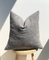 Gray Boucle Pillow Cover, Textured Cotton Wool Cushion - thumbnail 1
