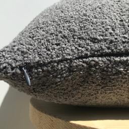 Gray Boucle Pillow Cover, Textured Cotton Wool Cushion - thumbnail 2