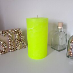 Neon Home Decor. Pillar Candles.hot Green Pink Orange Yellow Candle. Coquette Room Rustic Decorative Candles. Choose The Size - thumbnail 2