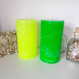 Neon Home Decor. Pillar Candles.hot Green Pink Orange Yellow Candle. Coquette Room Rustic Decorative Candles. Choose The Size - thumbnail 4