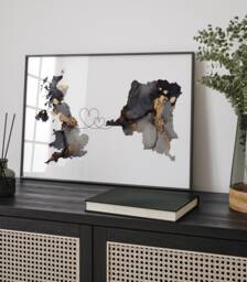 Britain & Democratic Republic Of The Congo Map Black & Gold Travel Wall Art Print - United Kingdom UK - thumbnail 1