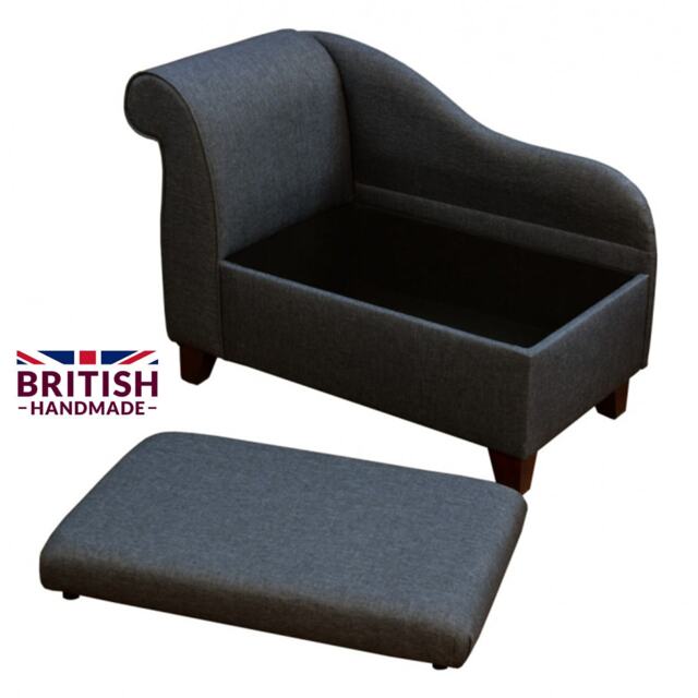 Handmade Dark Grey Storage Chaise Longue Small Ottoman Blanket Box - image 1
