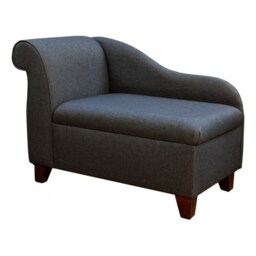 Handmade Dark Grey Storage Chaise Longue Small Ottoman Blanket Box - thumbnail 2